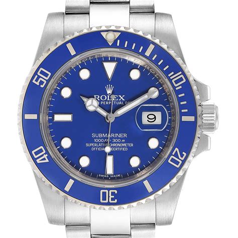 how much is a white gold rolex submariner|white gold submariner blue bezel.